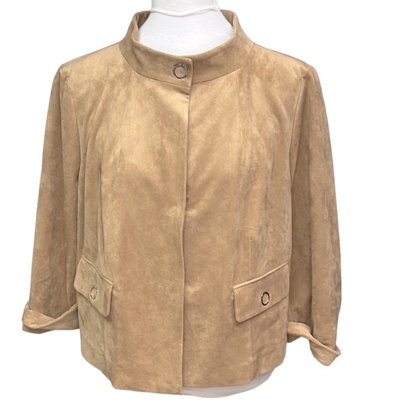 Chico’s Faux Suede Jacket Tan - Picture 2 of 7